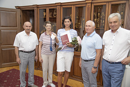 Приём в ректорате призера Олимпийских игр, выпускницы Елены Орябинской (03.08.2021)